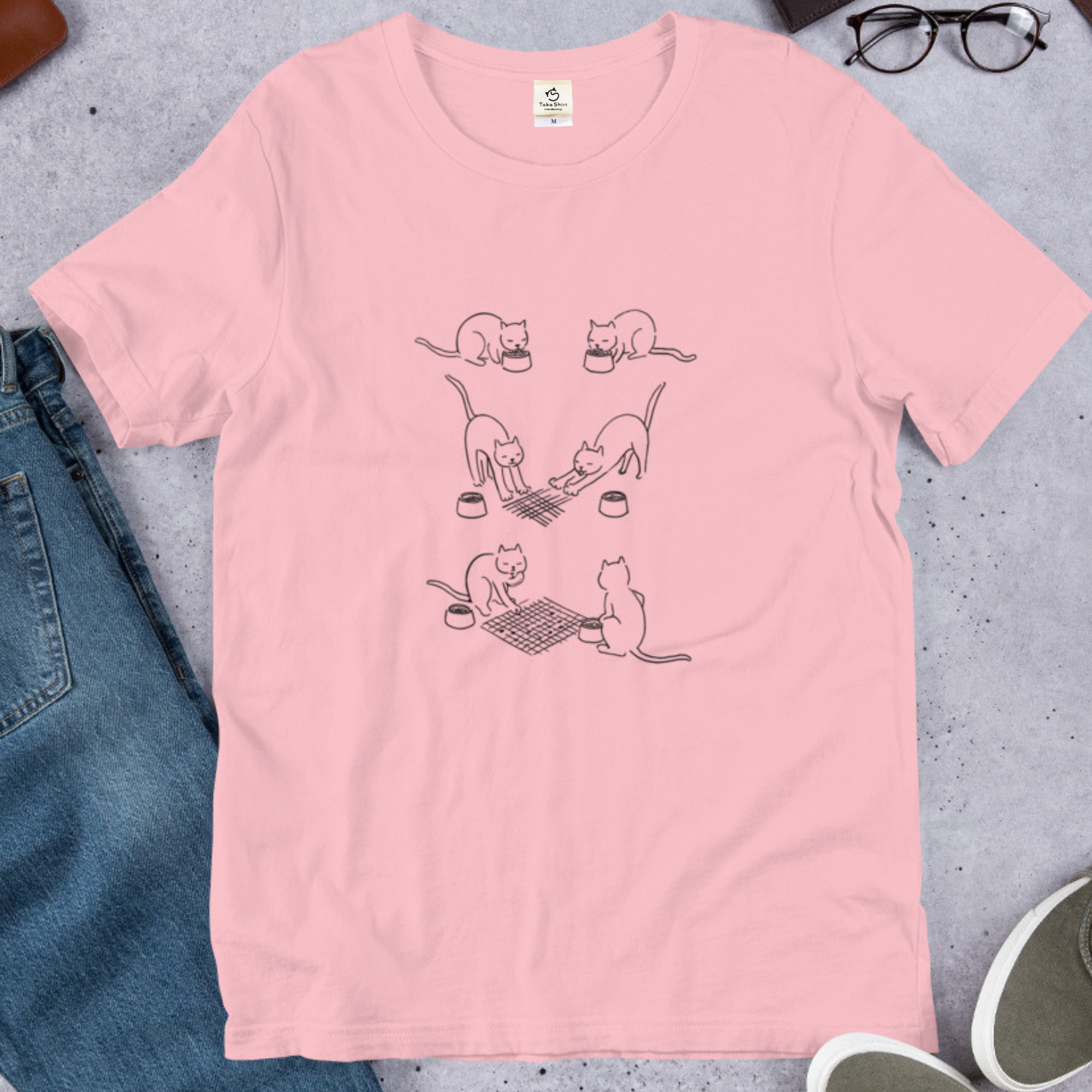 猫tシャツ ねこ 猫イラスト おもしろ tシャツ かわいい 猫ピンズ 囲碁|アダルト&キッズサイズ.